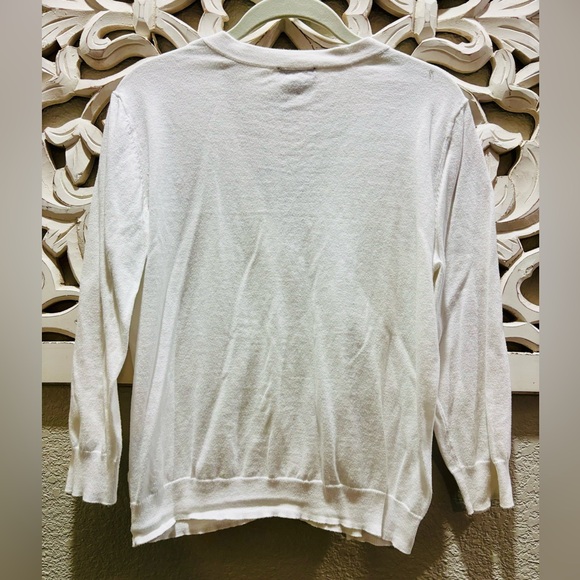 The Limited White 3/4 Sleeve Cardigan with Gold Button Detail - Picture 3 of 8